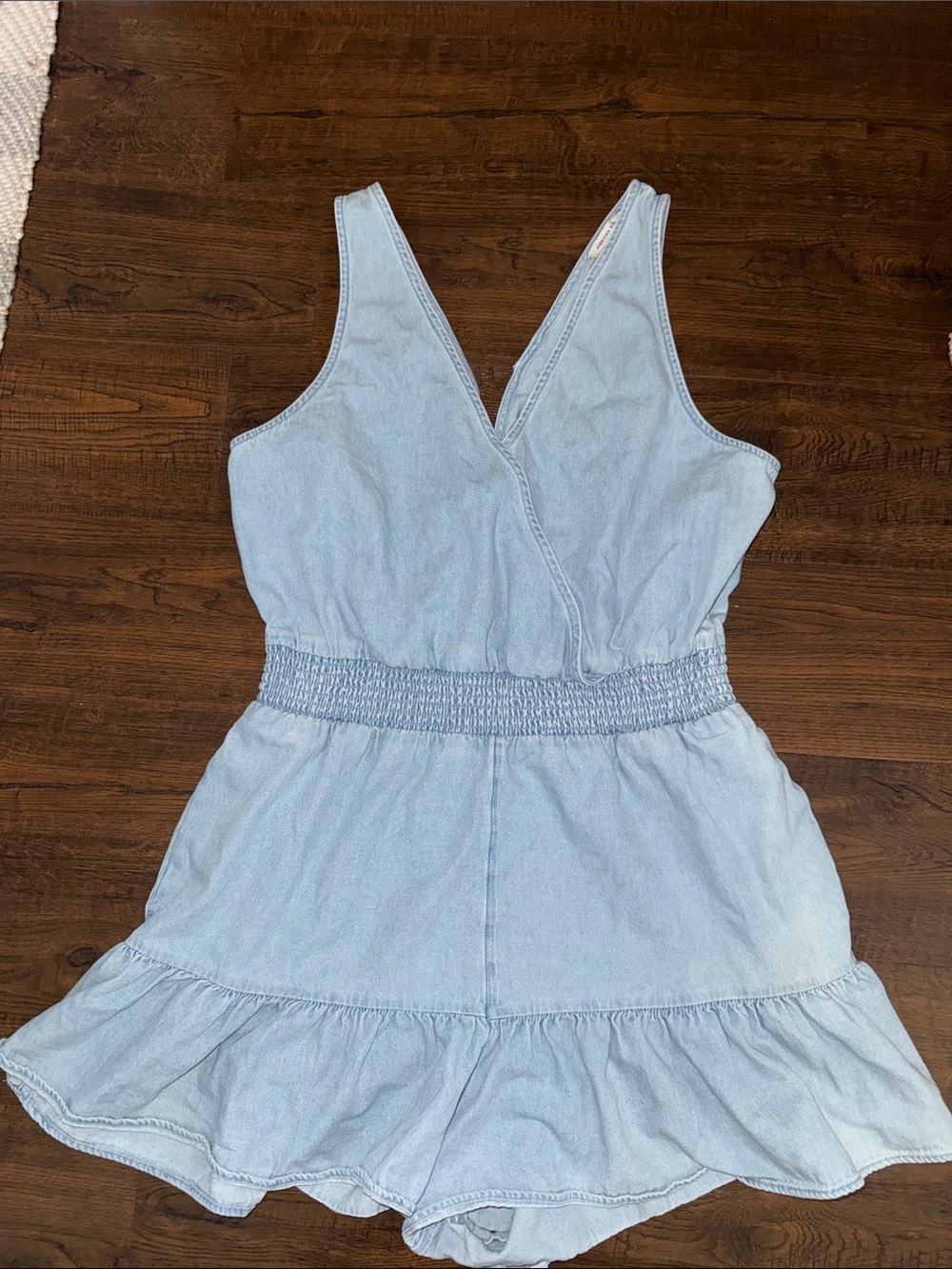 American Eagle Chambray Ruffle Romper